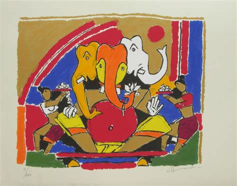 Ganesh Serigraph By M F Husain Limited Edition Print