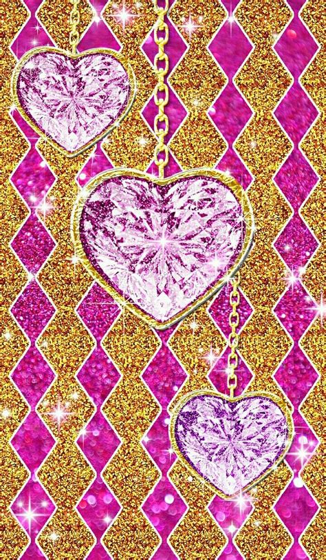 Hearts Wallpapers Glitter Pink And Gold Iphone Samsung Galaxy Lg