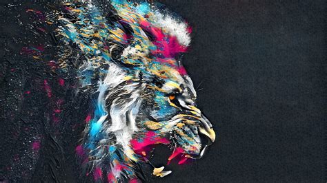 46+ colorful cheetah wallpaper on wallpapersafari. Lion Roar Animal Abstract Colorful Wallpaper [2560 x 1440 ...