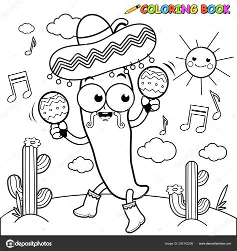39 new collection chili pepper coloring page mariachi chili pepper with maracas coloring page