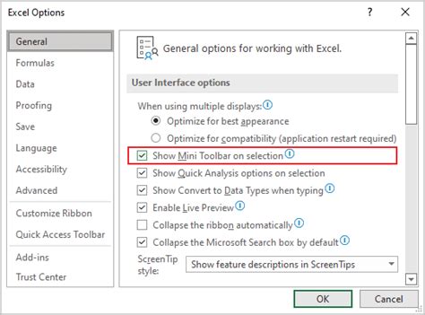 How To Turn On Or Off Mini Toolbar Microsoft Excel