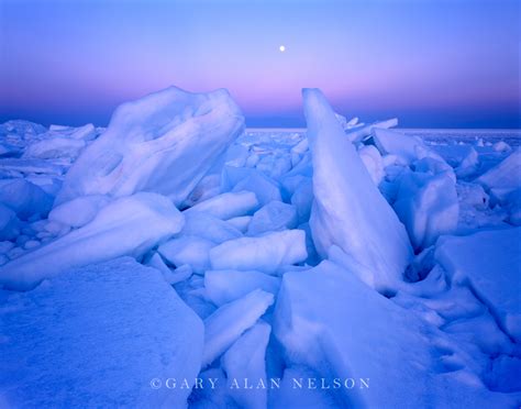 Full Moon Over Lake Superior Ice Floe North Shore Of Lake Superior