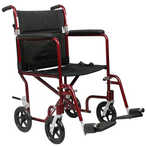 Medline Excel Aluminum Transport Wheelchair Red Health And Wellness