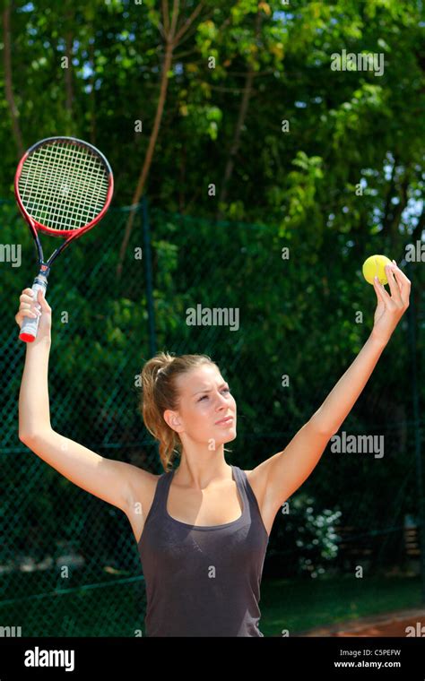 Young Woman Playing Tennis Tennis Player Stock Photo Alamy