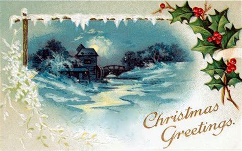 Free Vintage Christmas Cards With Snowy Scene Free Vintage Illustrations