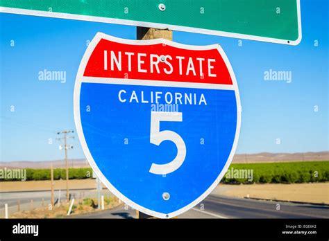 Interstate 5 California Road Sign Central California United States