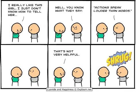 Action Louder Than Words Cartoons Comics Funny Comics Cyanide And Happiness Comics Drawing