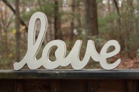 Love Sign Home Decor Wooden Sign Rustic Wooden Sign White Love Etsy