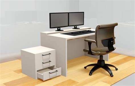 Computer Desk In Office 3d Model Cad Flie For Download Free