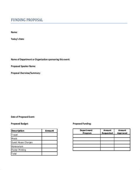 Free 11 Sample Funding Proposal Forms In Pdf Ms Word Excel