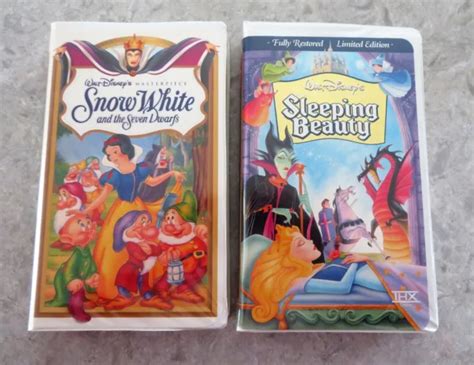 Disney Vhs Masterpiece Movies Snow White Sleeping Beauty Set Of Picclick
