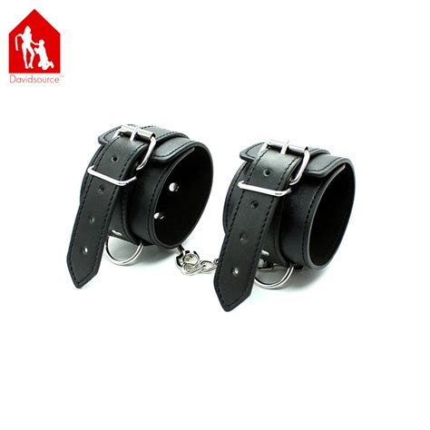 Davidsource General Leather Handcuffs Adjustable Wrist Cuff Ankle Cuff With Chain Hook Bondage