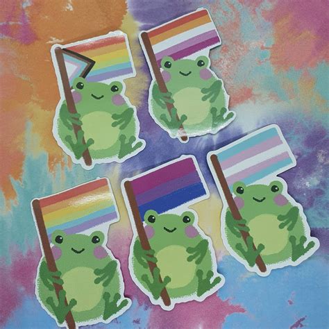 lgbtq pride flag frog stickers etsy
