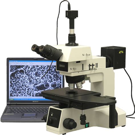 Amscope 50x 750x Polarizing Darkfield Metallurgical Microscope With 3mp