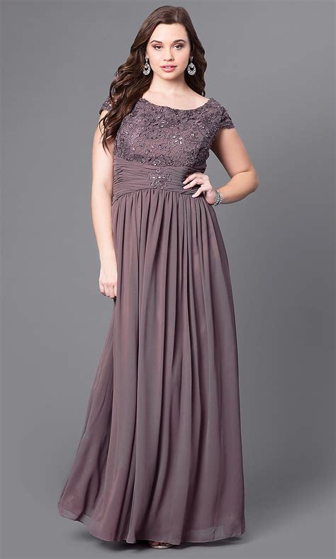 Lace Bodice Long Formal Plus Size Dress Promgirl