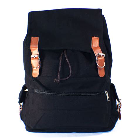 New Black Canvas Backpack School Bag Super Cute For School On