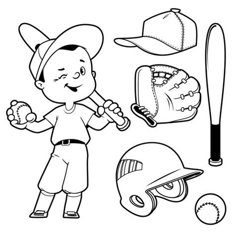 Cartoon Boy Playing Baseball Baseball Equipment Vector Clip Ar ⬇