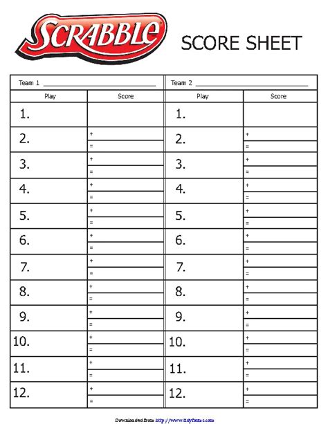 Scrabble Score Sheet 2 Pdfsimpli