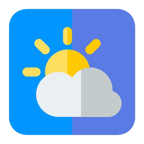 Sun with cloud in flat icon. Weather app, forecast, summer, climate