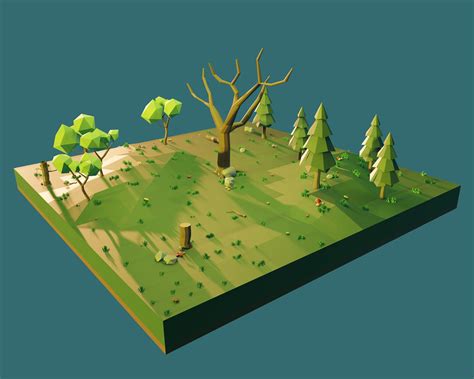 Low Poly Forest Free Vr Ar Low Poly 3d Model Cgtrader