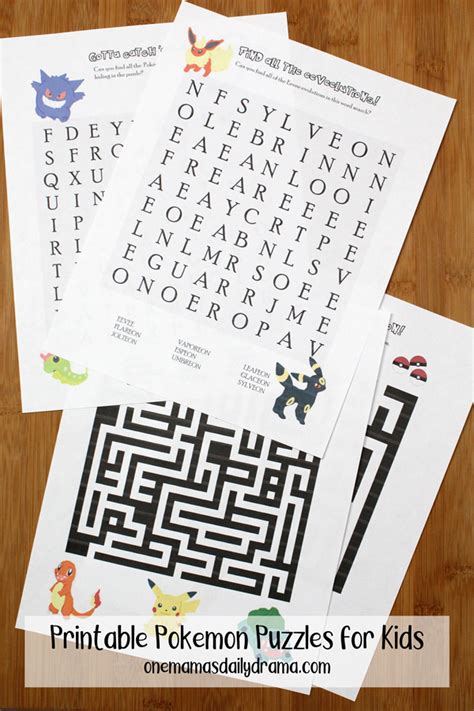 Printable Pokémon Puzzles Maze And Word Search For Kids