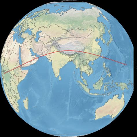 Any place inside of the green line will see a partial eclipse, while the places inside the red stripe will. 2020ASE | Eclipsophile