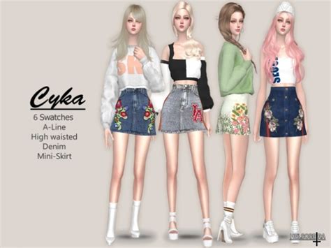 Cyka Denim Mini Skirt By Helsoseira At Tsr Sims 4 Updates