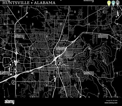 Carte Simple De Huntsville Alabama Usa Version Noir Et Blanc Pour