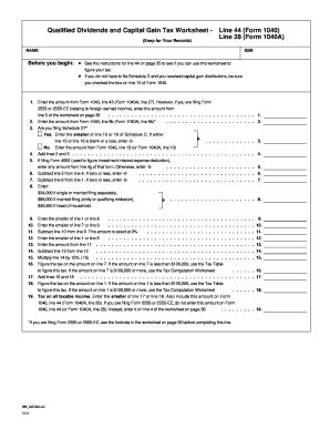 Qualified dividends and capital gain tax worksheet