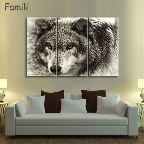 3piece Painting Calligraphy Wall Painting Animal Wolf Canvas Prints