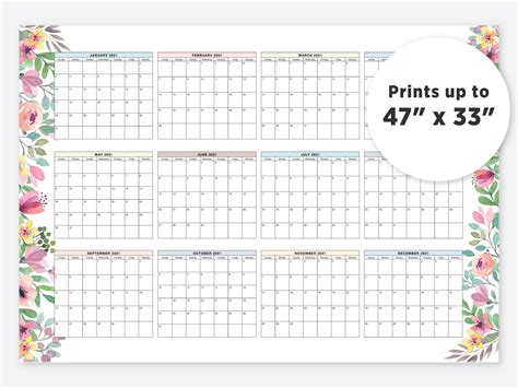 Printable 2021 Calendar Large 2021 Calendar 2021 Planner Wall