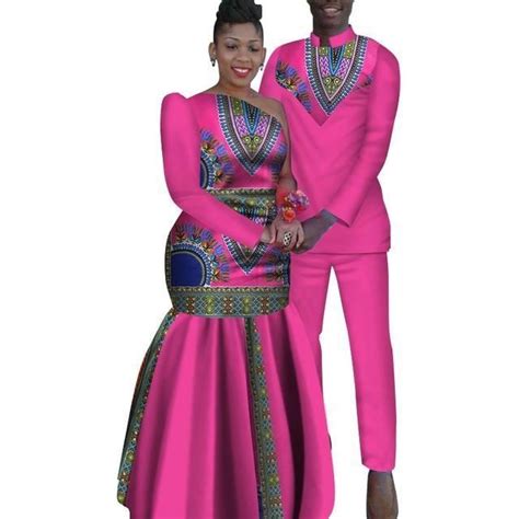 African Couples Sets Man And Women Matching Dashiki Print V11700 Couples African Outfits