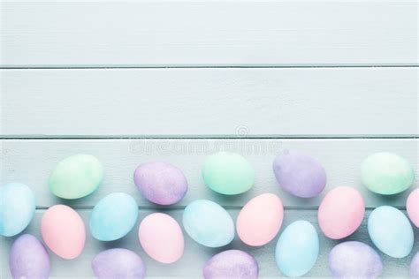 Pastel Easter Eggs Background Spring Greating Card Stock Photo