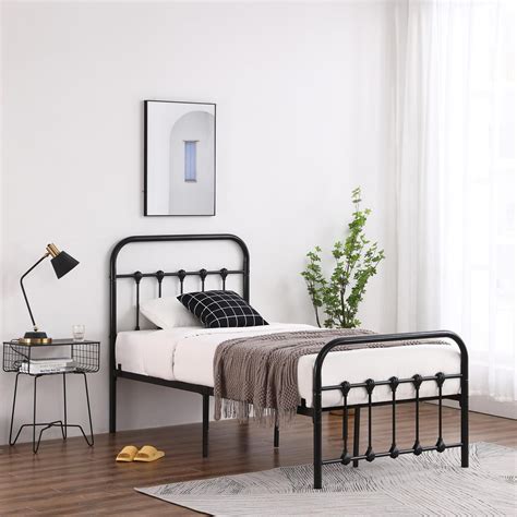 Baytocare Metal Bed Frame Twin Size With Headboard And Footboard High