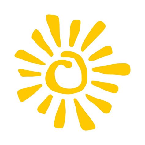 Yellow Stylized Sun In Inky Painted Tribal Style Vector Icon
