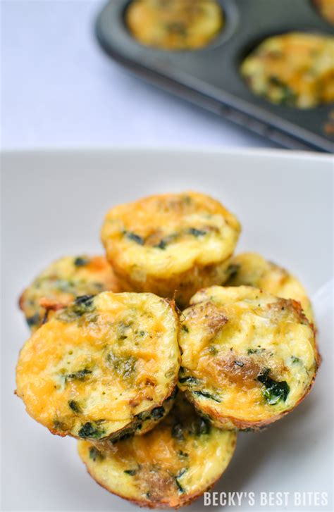 Mini Egg Muffin Bites With Spinach And Turkey Sausage 2 Beckys Best