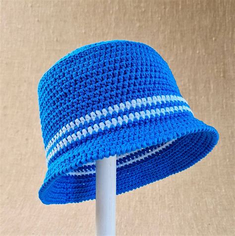 Crochet Baby Bucket Hat Baby Summer Hat Blue Bucket Hat Etsy