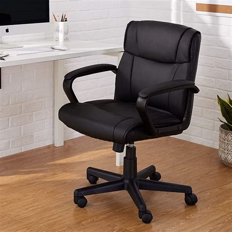 Amazon Basics Leather Padded Adjustable Swivel Office Desk Chair With