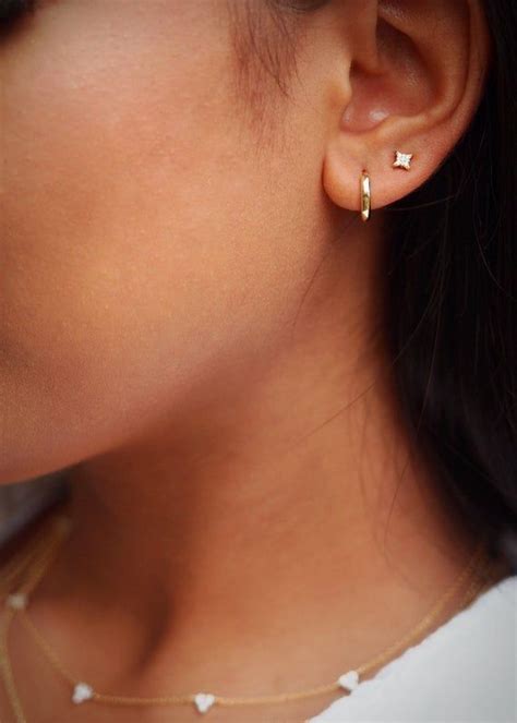 Double Lobe Piercing Second Ear Piercing Ear Piercing Studs Ear Lobe