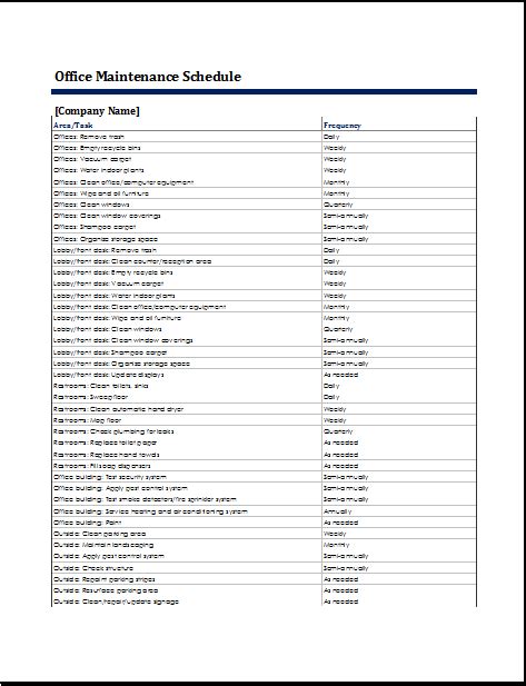 Use custom number formatting in excel to improve spreadsheets. MS Excel Office Maintenance Schedule Template | Word ...