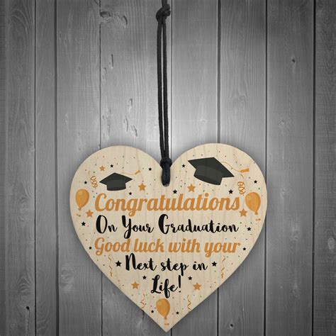 Congratulations On Your Graduation Wooden Heart Plaque Present Graduate
