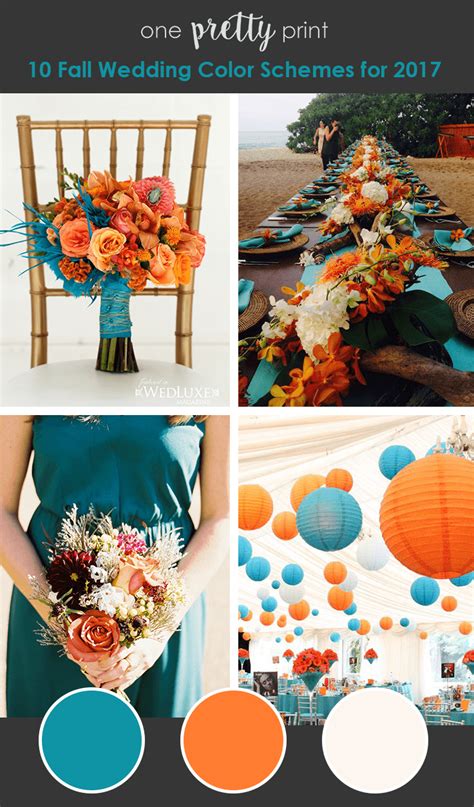 Fall Wedding Colors Teal Orange Coconut Fall Wedding Color Palette