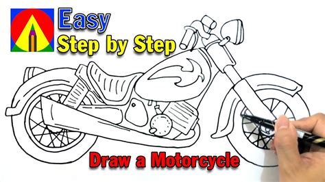 How To Draw A Motorcycle Easy Step By Step Drawing A Motorcycle Youtube