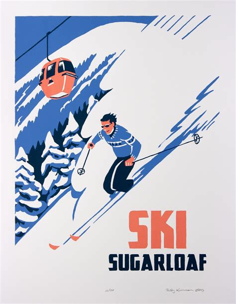 A Ski Poster With A Skier Skiing Down The Slope And An Helicopter Above