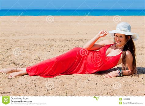 Woman Relaxing On The Beach Stock Image Image Of Human Blue 25888239