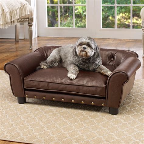 Enchanted Home Pet Tufted Sofa Pet Dog Bed Medium Brown