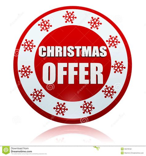 Christmas Offer Red Circle Banner With Snowflakes Symbol Stock ...