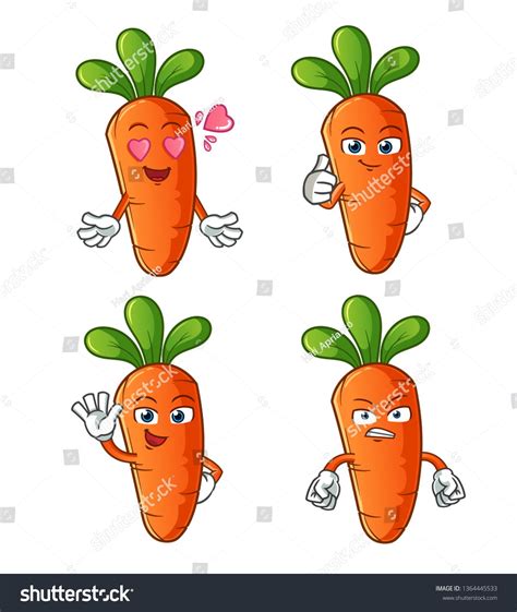 Set Of Carrot Mascot Vector Cartoon Art Illustration Ad Affiliate