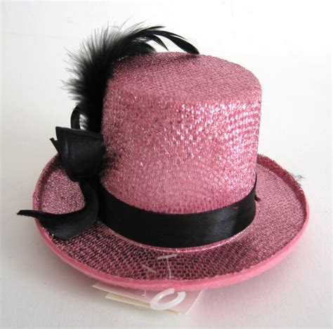 Pink Glitter Mini Top Hat With Black Band Sexy Women Adult Halloween Costume Hat For Sale Online