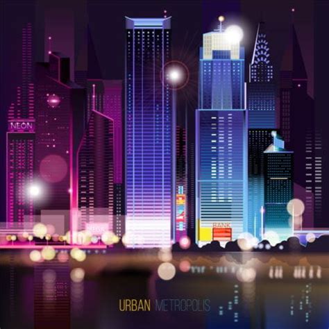 Charming City Night Scenery Vector Eps Uidownload